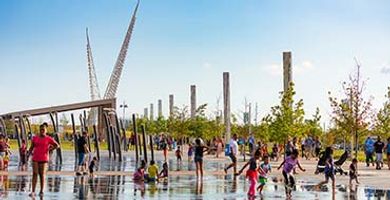 The all-new 70-acre Scissortail Park sits just west of the Convention Center.